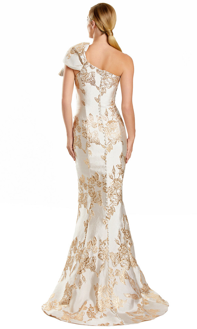 Alexander by Daymor 3105F25 Asymmetric Bow Shoulder Gown