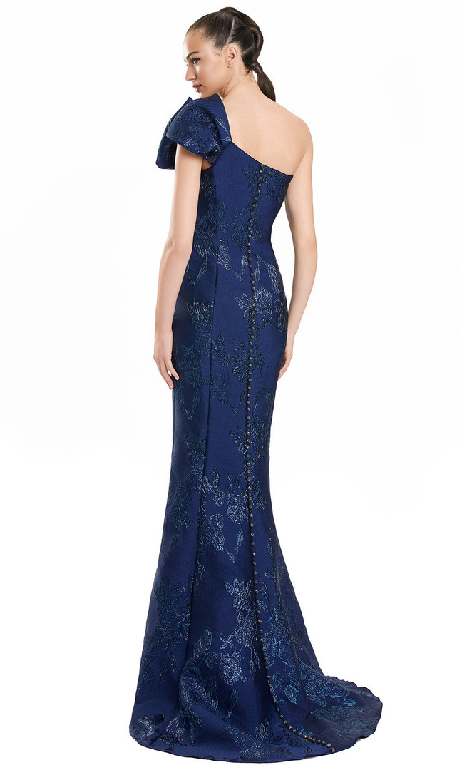 Alexander by Daymor 3105F25 Asymmetric Bow Shoulder Gown