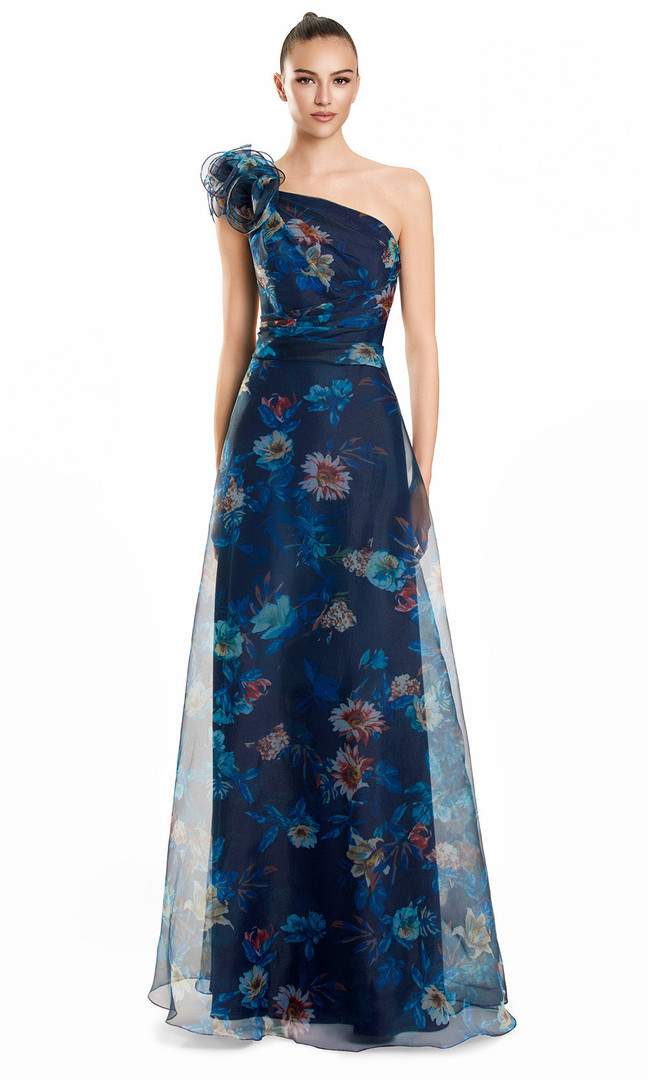 Alexander by Daymor 3106F25 Floral Print One Shoulder Gown