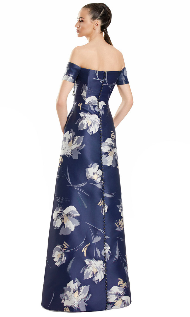 Alexander by Daymor 3109F25 Floral Print Off Shoulder Gown