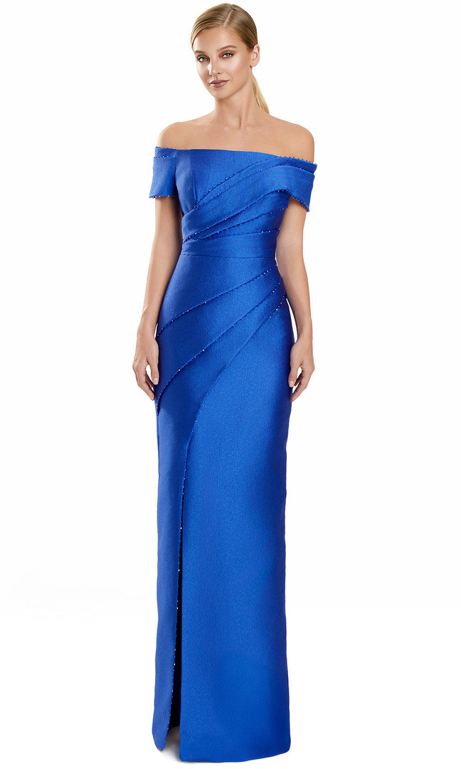 Alexander by Daymor 3116F25 Pleated Off Shoulder Sleeve Gown
