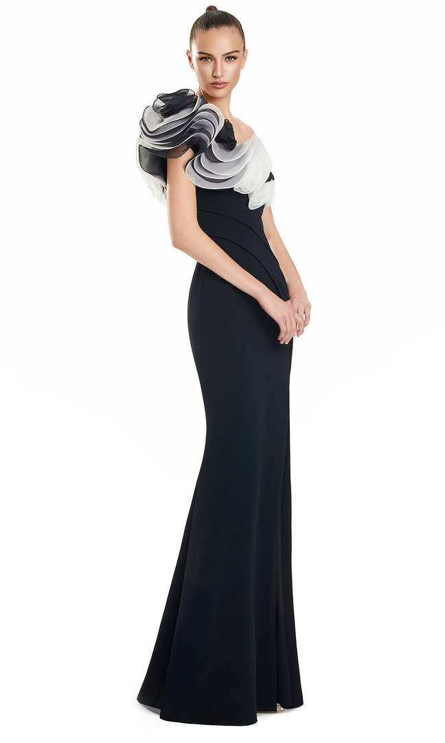 Alexander by Daymor 3122F25 Ruffled Off Shoulder Sheath Gown