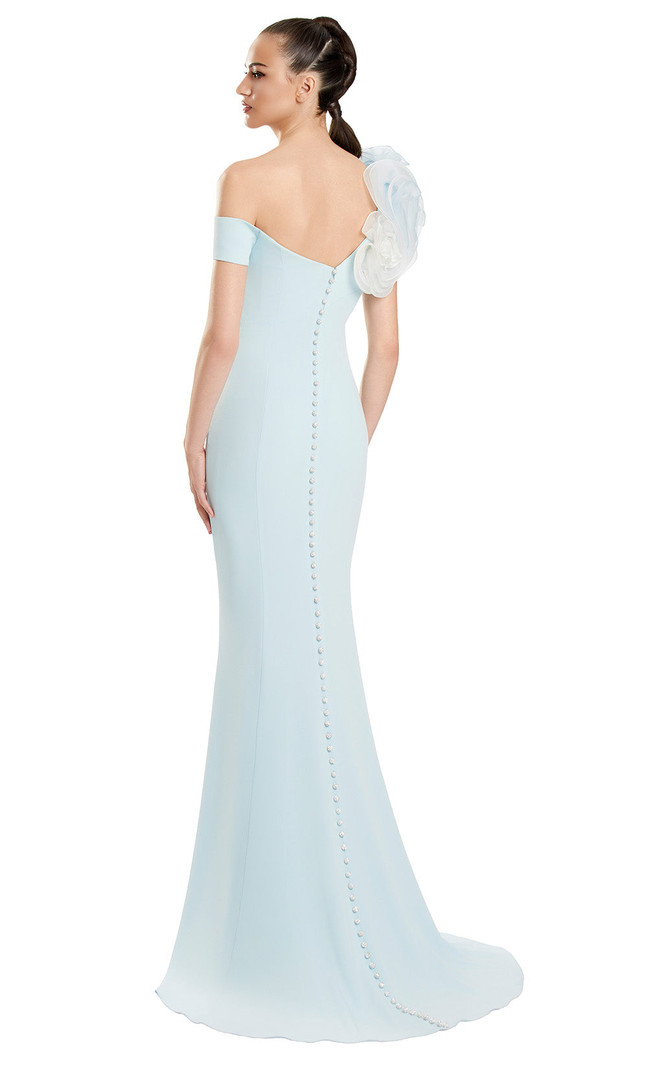 Alexander by Daymor 3122F25 Ruffled Off Shoulder Sheath Gown