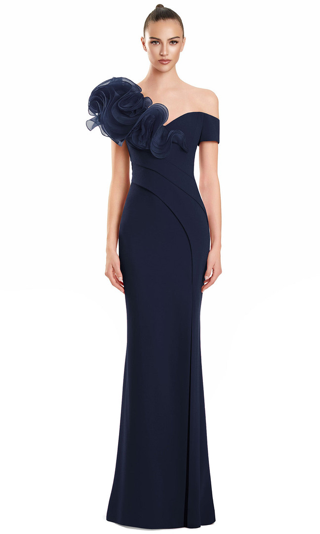 Alexander by Daymor 3122F25 Ruffled Off Shoulder Sheath Gown