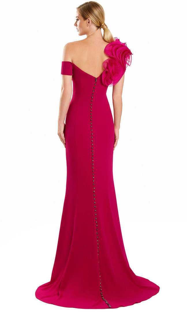 Alexander by Daymor 3122F25 Ruffled Off Shoulder Sheath Gown