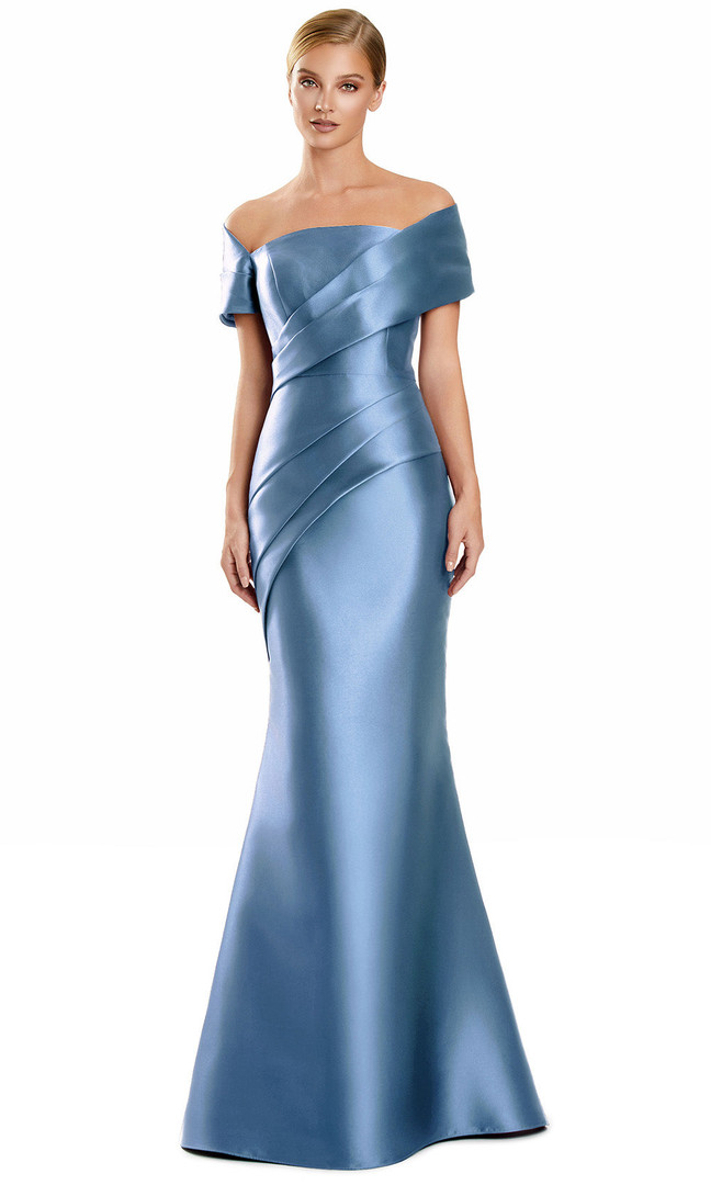Alexander by Daymor 3134F25 Layere Pleated Off Shoulder Gown