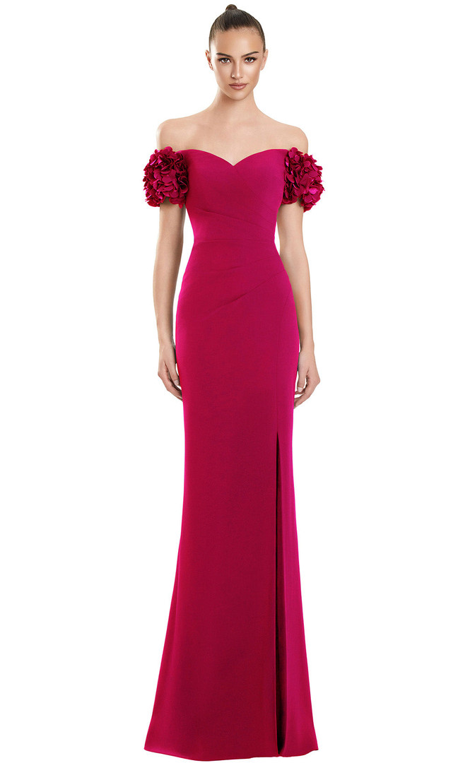 Alexander by Daymor 3136F25 Off Shoulder Floral Sleeve Gown