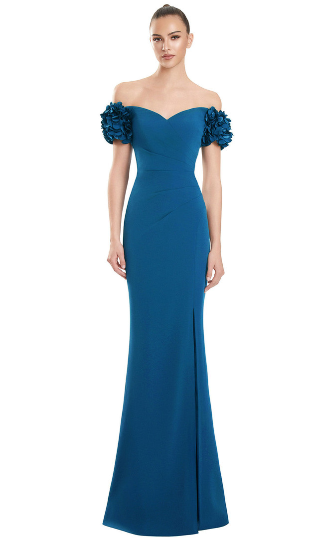 Alexander by Daymor 3136F25 Off Shoulder Floral Sleeve Gown