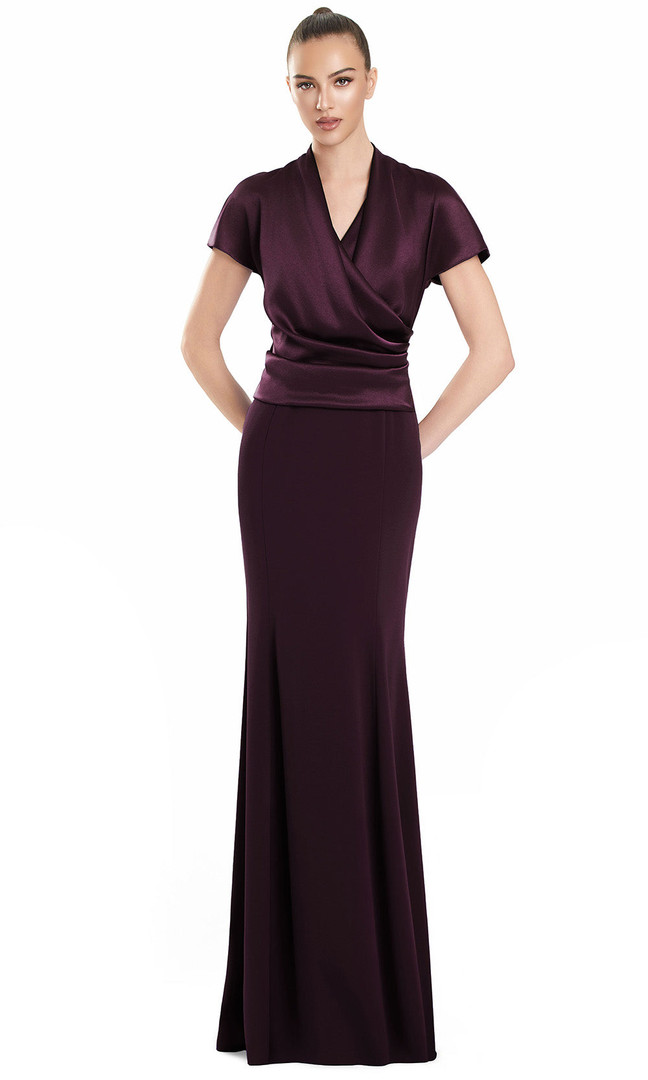 Alexander by Daymor 3141F25 V-Neck Short Sleeve Long Gown