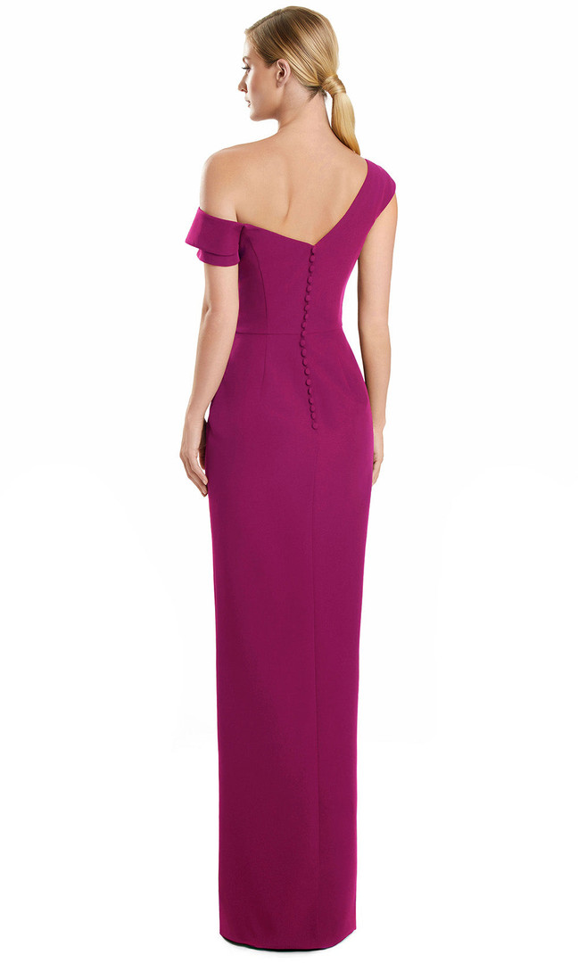 Alexander by Daymor 3145F25 3D Floral Asymmetrical Neck Gown
