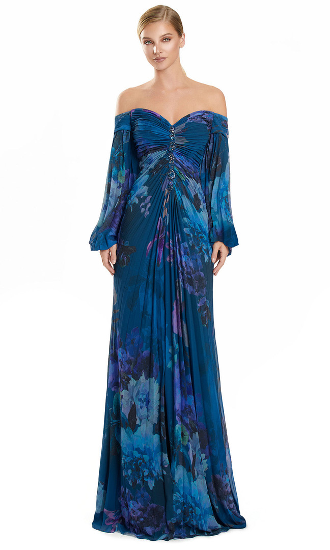 Alexander by Daymor 3146F25 Floral Print Off Shoulder Gown