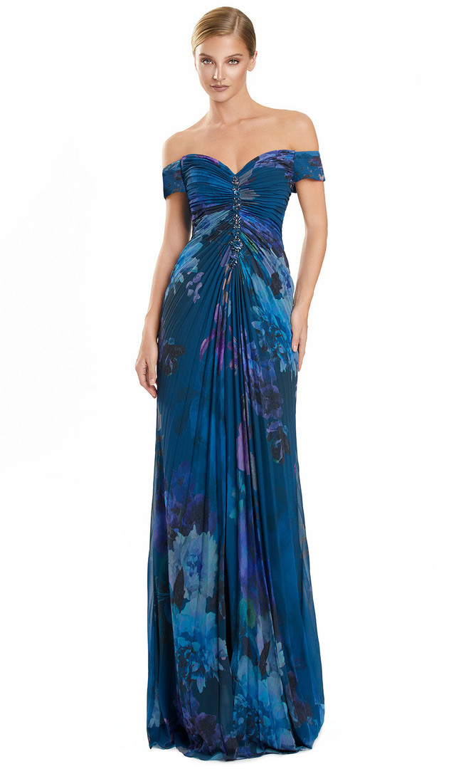 Alexander by Daymor 3146F25 Floral Print Off Shoulder Gown