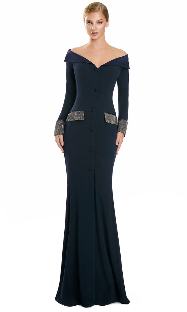 Alexander by Daymor 3149F25 Off Shoulder Long Sleeve Gown