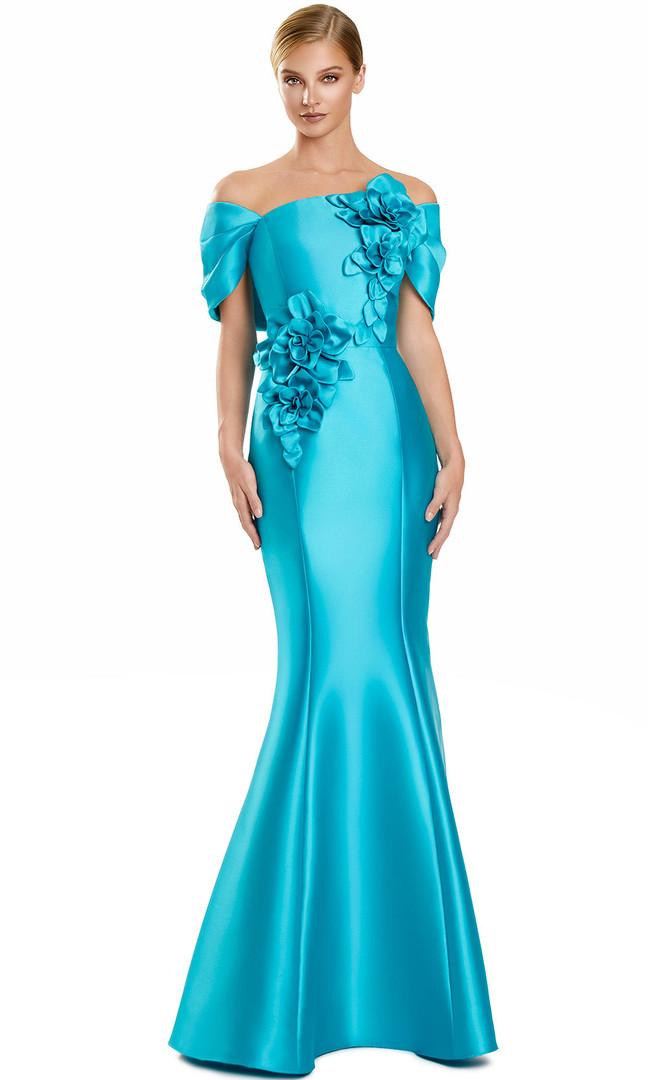 Alexander by Daymor 3152F25 3D Floral Straight Neck Gown