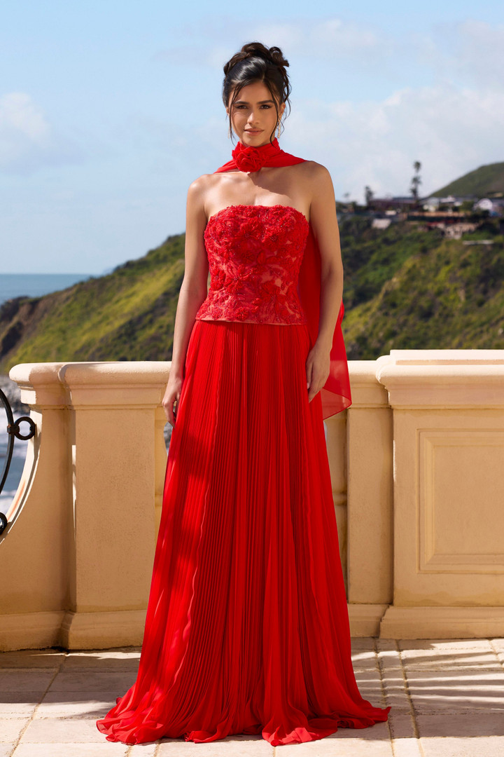 Portia and Scarlett PS26902E Chiffon Beaded Strapless Dress