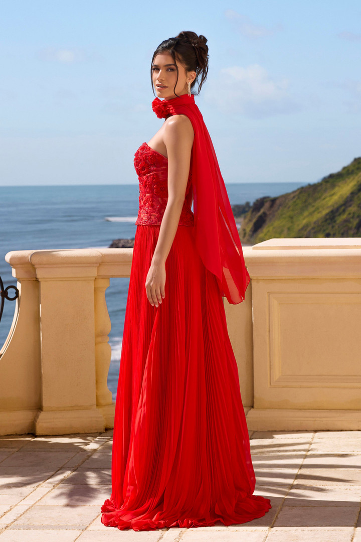 Portia and Scarlett PS26902E Chiffon Beaded Strapless Dress