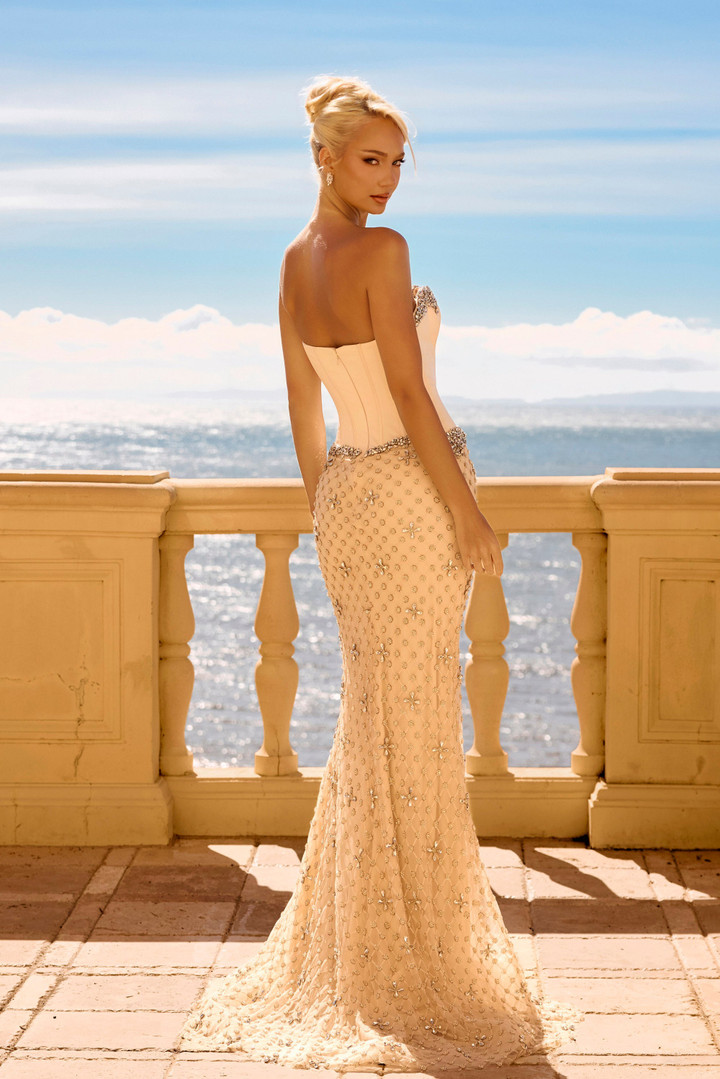 Portia and Scarlett PS26909E Beaded Strapless Fitted Dress