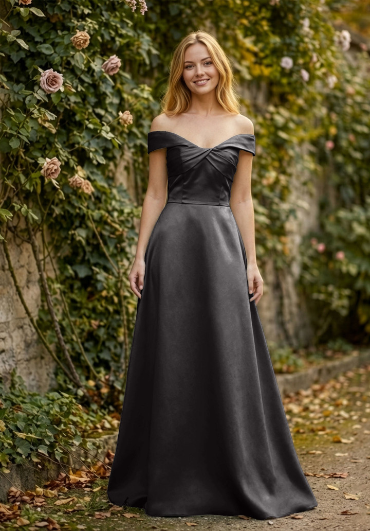 Morilee Bridesmaid 3030030 Satin Off-Shoulder A-line Dress