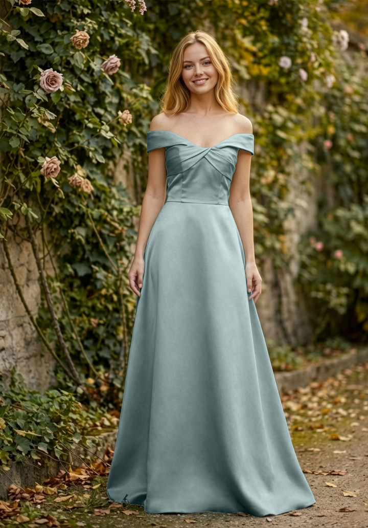Morilee Bridesmaid 3030030 Satin Off-Shoulder A-line Dress