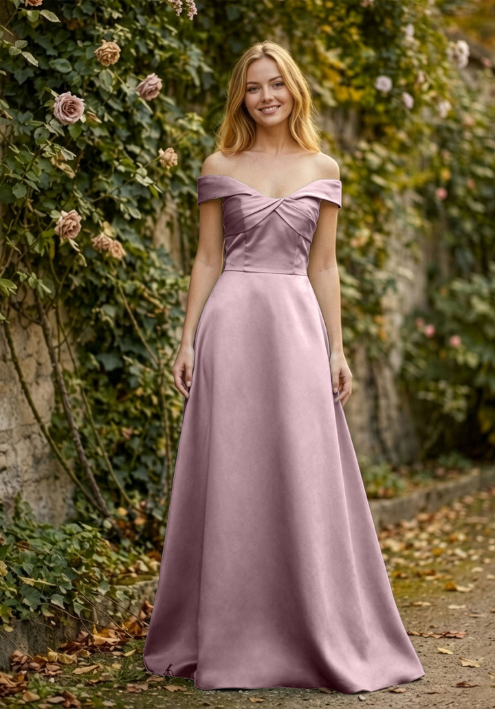 Morilee Bridesmaid 3030030 Satin Off-Shoulder A-line Dress