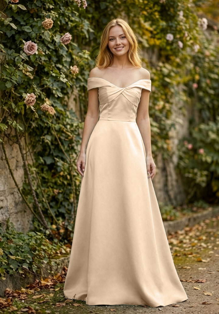 Morilee Bridesmaid 3030030 Satin Off-Shoulder A-line Dress