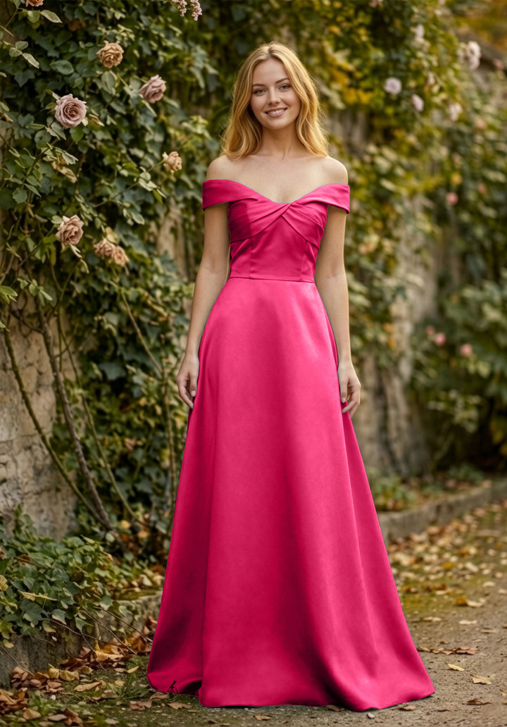 Morilee Bridesmaid 3030030 Satin Off-Shoulder A-line Dress