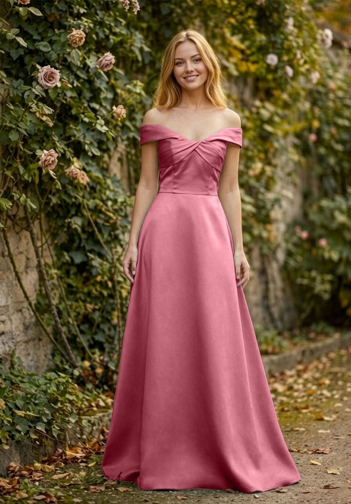 Morilee Bridesmaid 3030030 Satin Off-Shoulder A-line Dress
