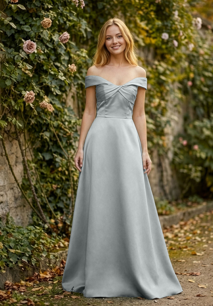 Morilee Bridesmaid 3030030 Satin Off-Shoulder A-line Dress