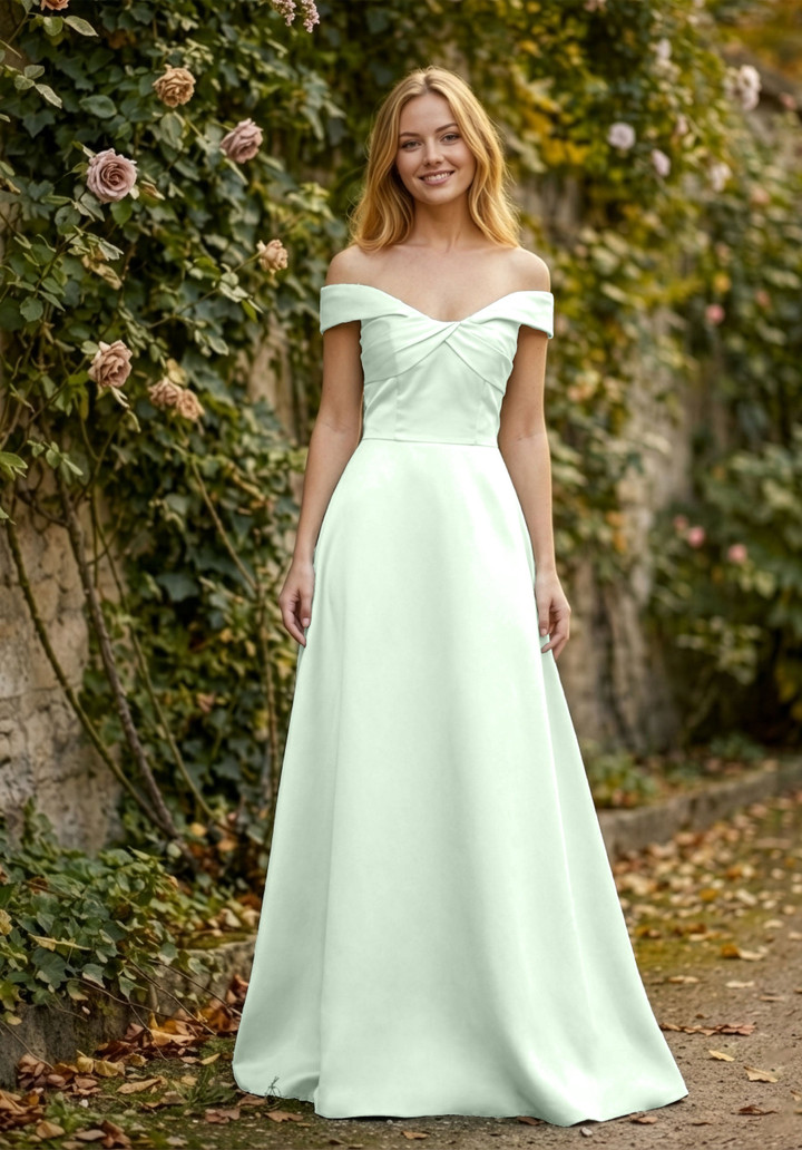 Morilee Bridesmaid 3030030 Satin Off-Shoulder A-line Dress