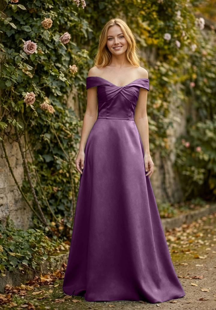 Morilee Bridesmaid 3030030 Satin Off-Shoulder A-line Dress