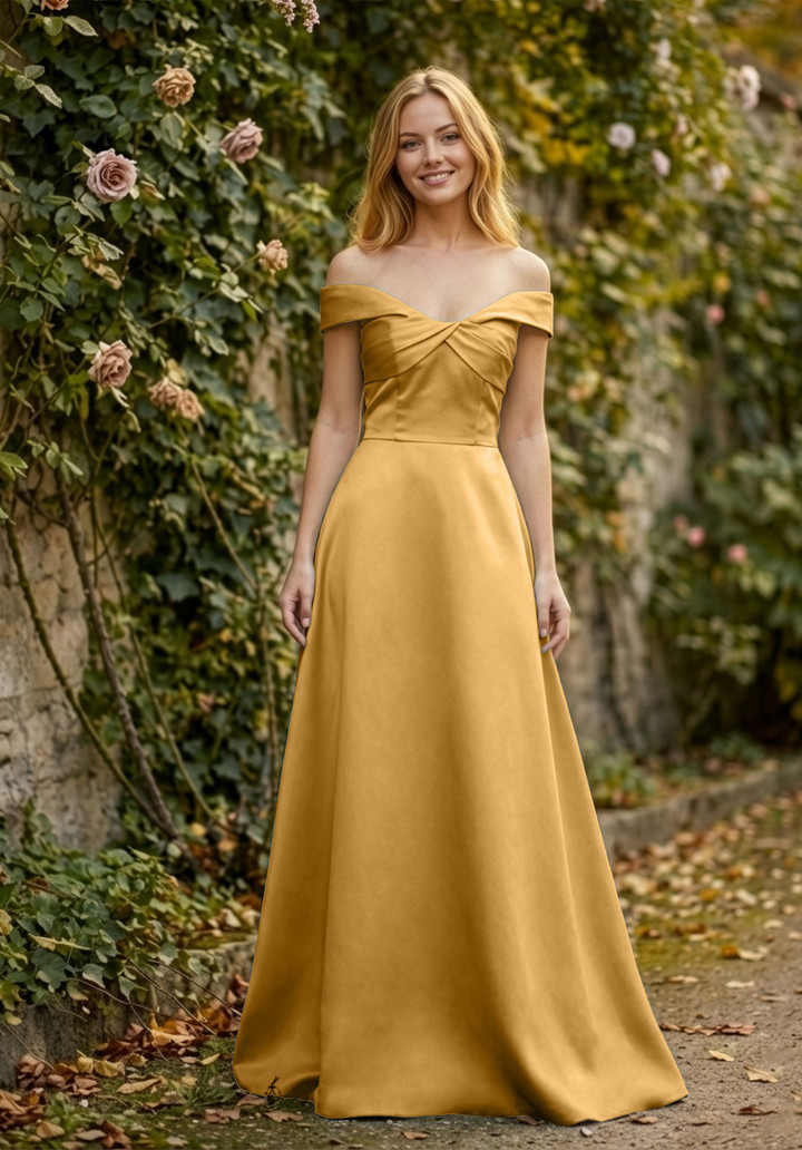 Morilee Bridesmaid 3030030 Satin Off-Shoulder A-line Dress