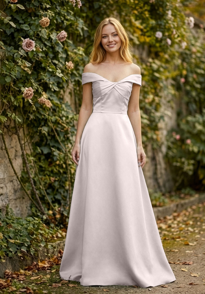 Morilee Bridesmaid 3030030 Satin Off-Shoulder A-line Dress