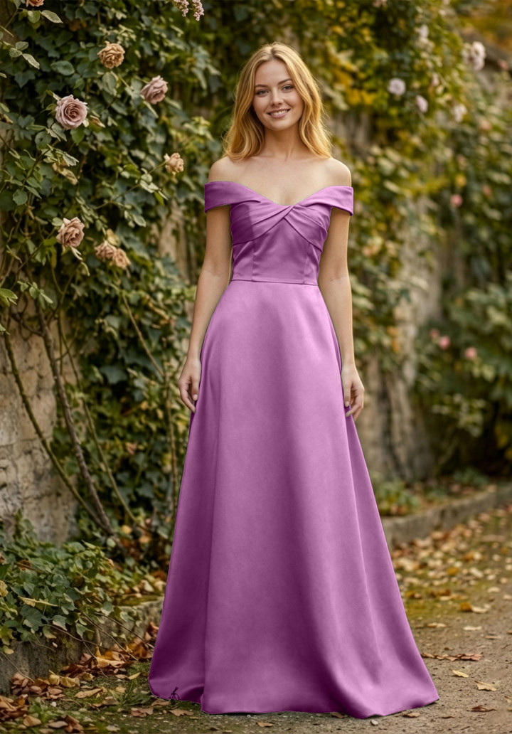 Morilee Bridesmaid 3030030 Satin Off-Shoulder A-line Dress