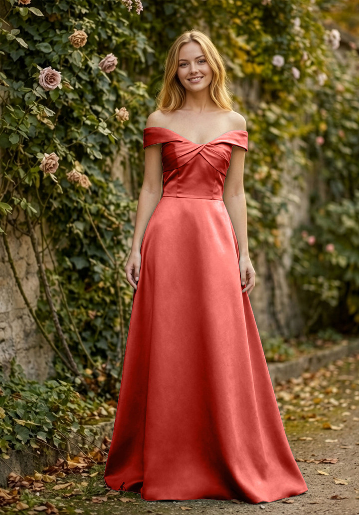 Morilee Bridesmaid 3030030 Satin Off-Shoulder A-line Dress