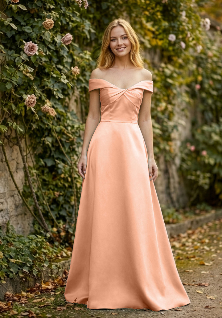 Morilee Bridesmaid 3030030 Satin Off-Shoulder A-line Dress