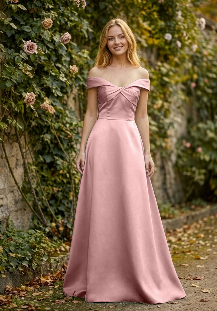 Morilee Bridesmaid 3030030 Satin Off-Shoulder A-line Dress