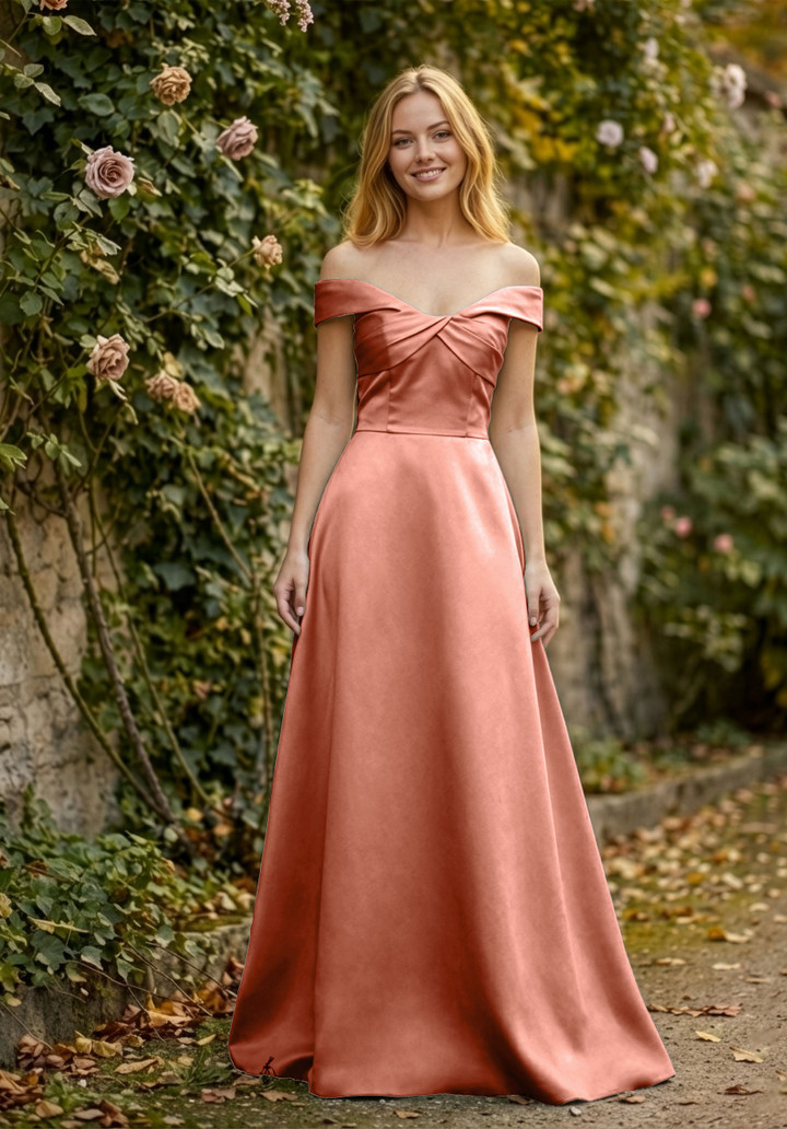 Morilee Bridesmaid 3030030 Satin Off-Shoulder A-line Dress