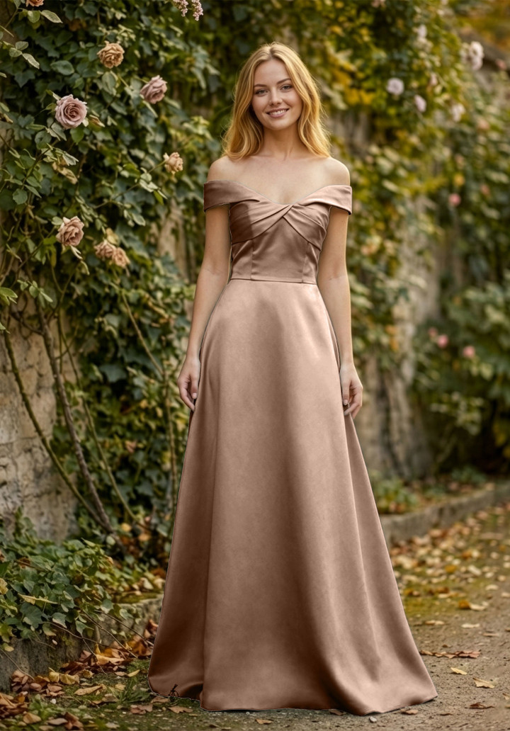Morilee Bridesmaid 3030030 Satin Off-Shoulder A-line Dress
