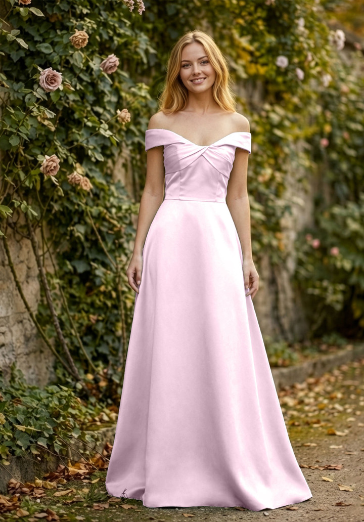 Morilee Bridesmaid 3030030 Satin Off-Shoulder A-line Dress