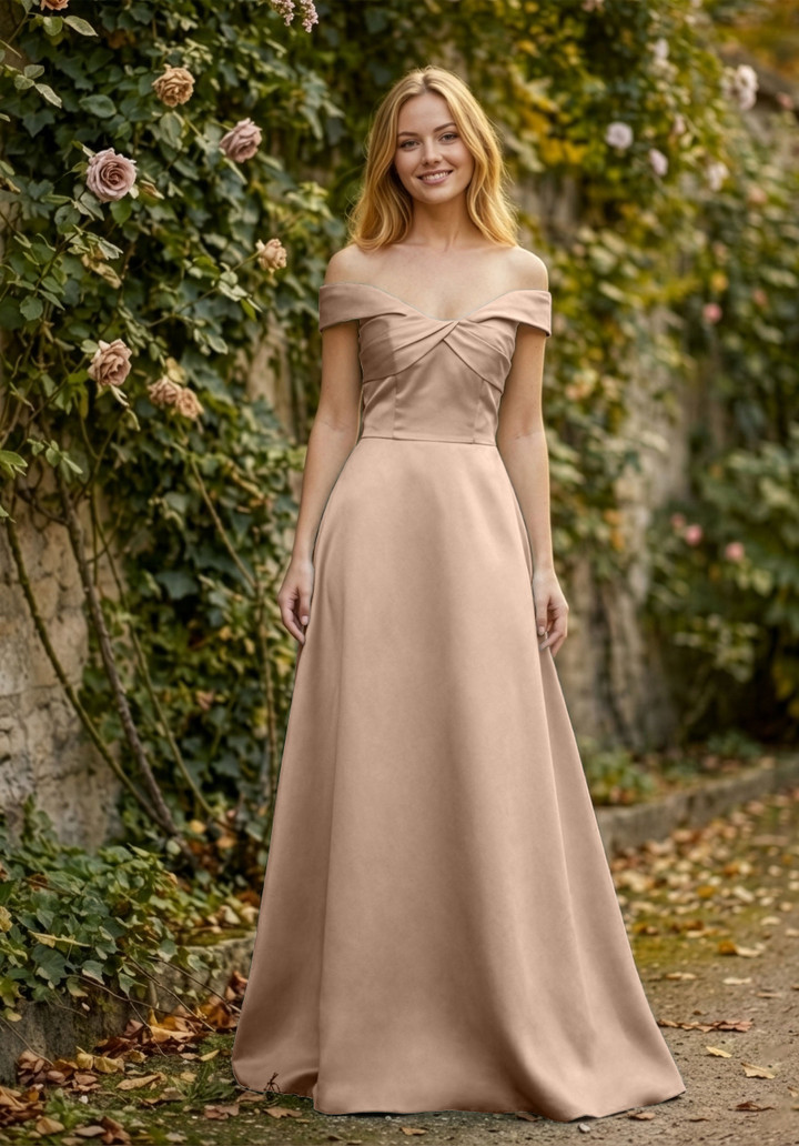 Morilee Bridesmaid 3030030 Satin Off-Shoulder A-line Dress