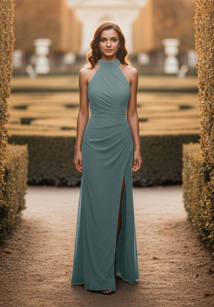 Morilee Bridesmaid 3030034 Chiffon Halter Neck A-line Dress
