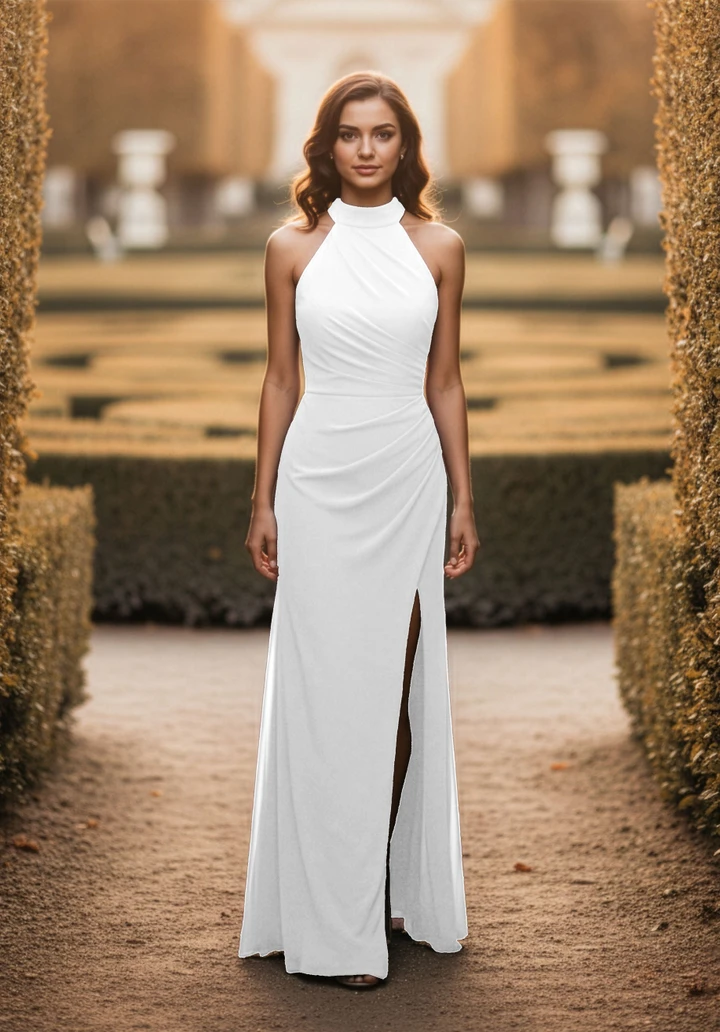 Morilee Bridesmaid 3030034 Chiffon Halter Neck A-line Dress