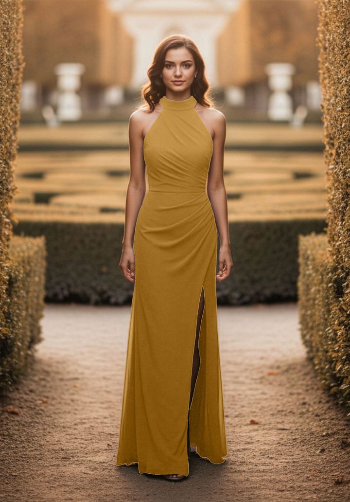 Morilee Bridesmaid 3030034 Chiffon Halter Neck A-line Dress