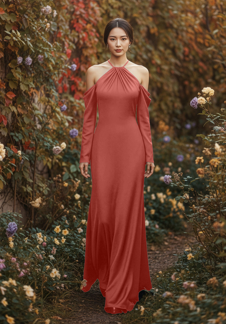 Morilee Bridesmaid 3030036 Luxe Satin Halter Neck Dress
