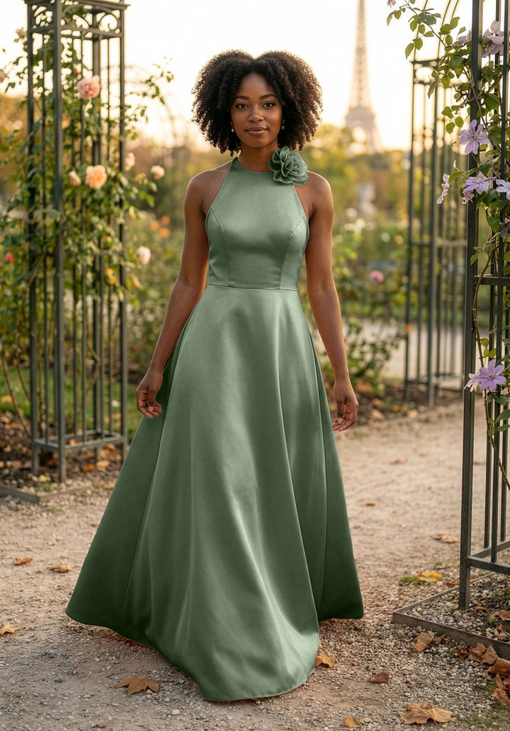 Morilee Bridesmaid 3030041 Satin Halter Neck A-line Dress