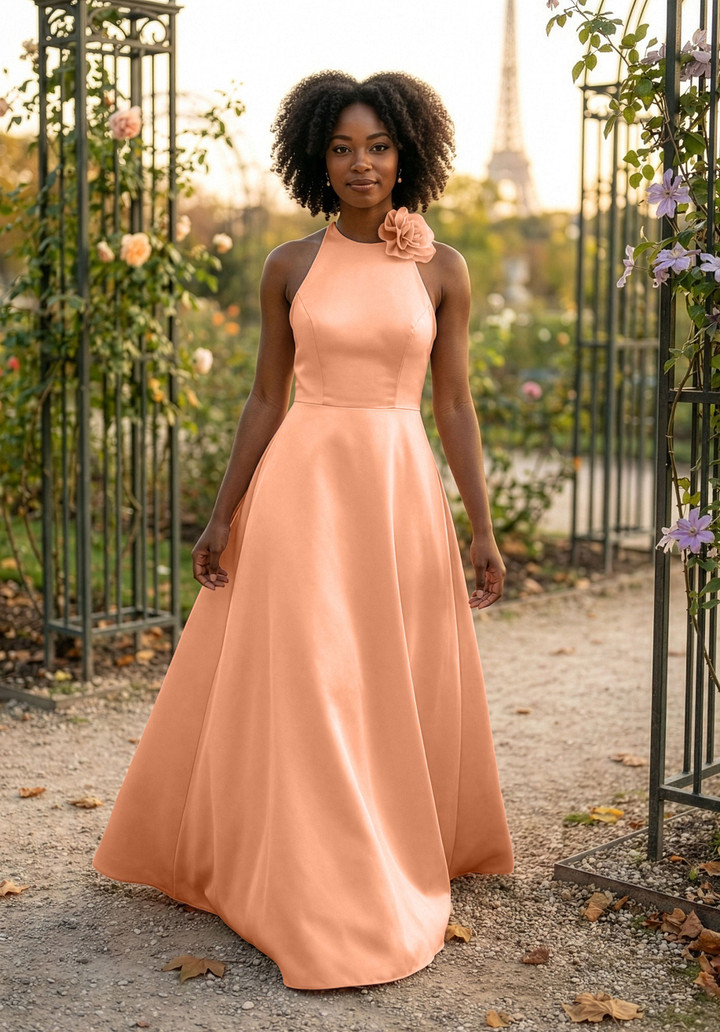 Morilee Bridesmaid 3030041 Satin Halter Neck A-line Dress