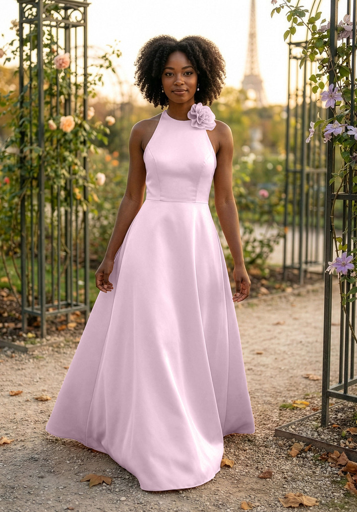 Morilee Bridesmaid 3030041 Satin Halter Neck A-line Dress