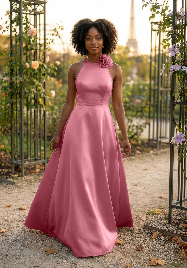 Morilee Bridesmaid 3030041 Satin Halter Neck A-line Dress