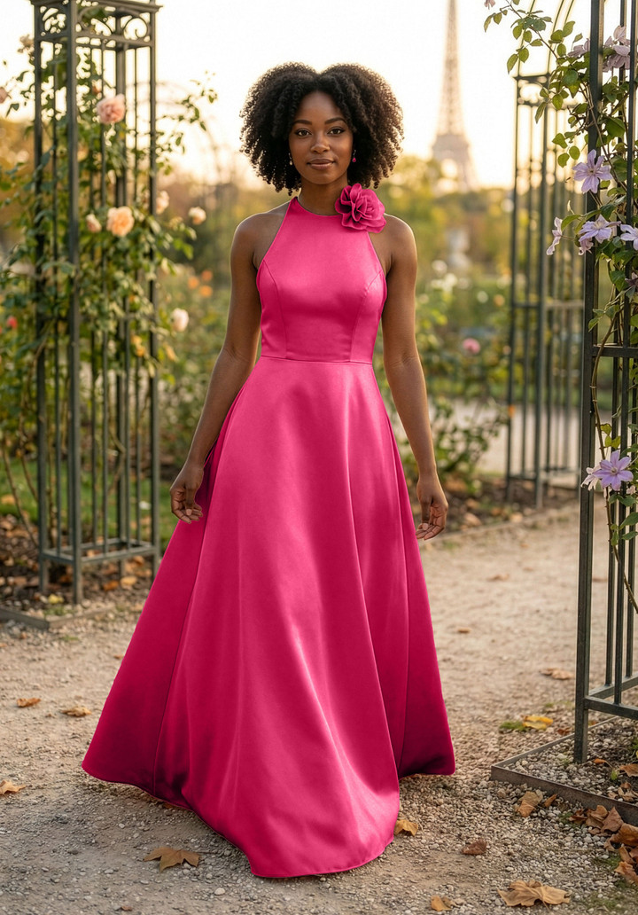 Morilee Bridesmaid 3030041 Satin Halter Neck A-line Dress
