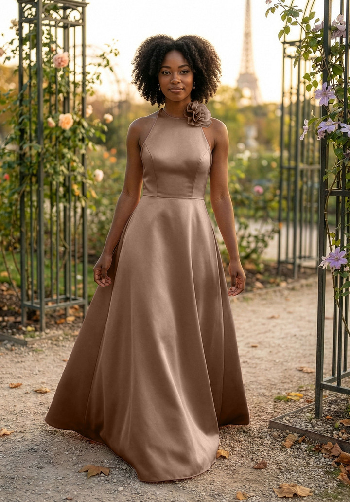 Morilee Bridesmaid 3030041 Satin Halter Neck A-line Dress
